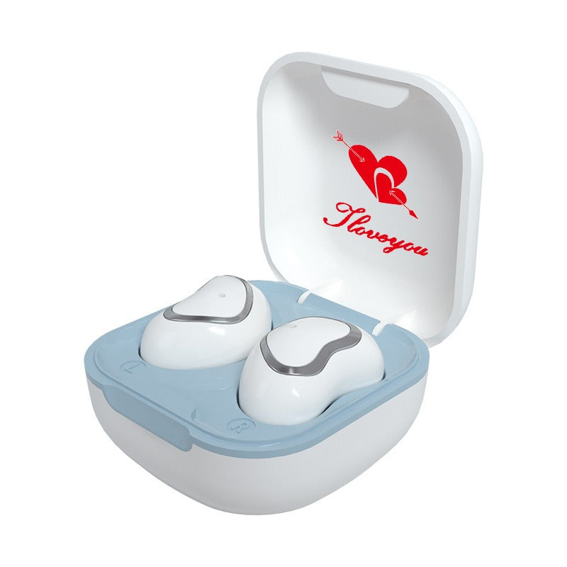 Heart Earbuds Wireless Bluetooth - Cute Mini Earbuds for Women, Romantic Gift